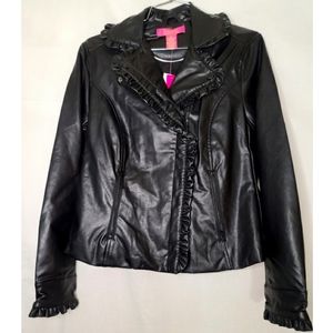 NWT FAUX LEATHER JACKET BY CATHERINE MALANDRINO